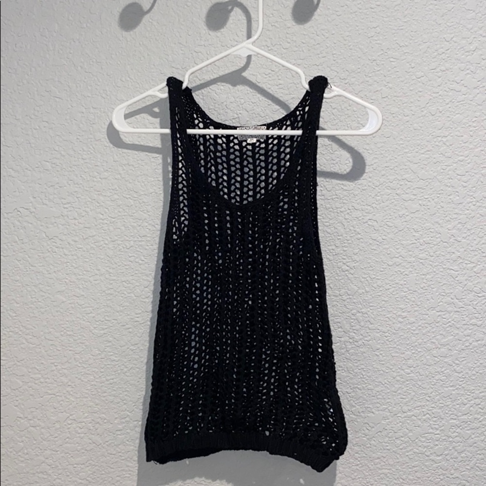 Black knitted see through tank